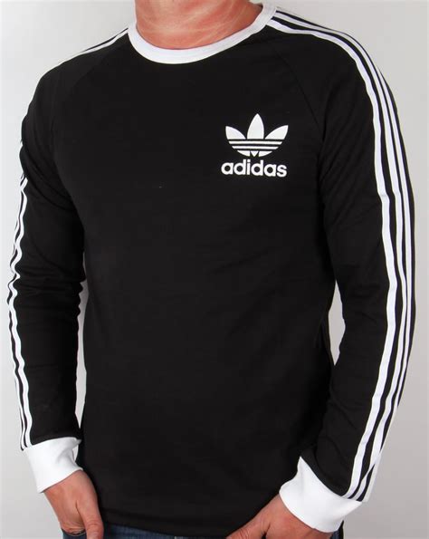 adidas originals 3 stripe long sleeve tee black